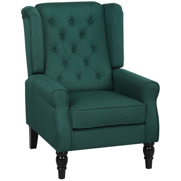 Wingback lænestol 74x86x102 cm Mørkegrøn polstret