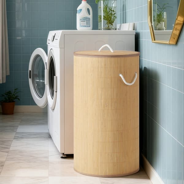 Tvättkorg 40x70 cm Beige Bambuträ
