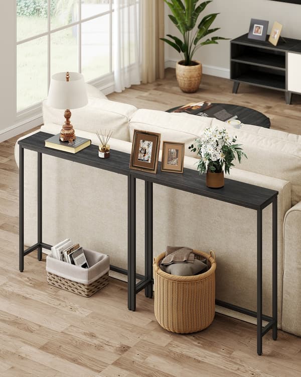 Konsolbord 20x80x81,2 cm Grå-Sort stål