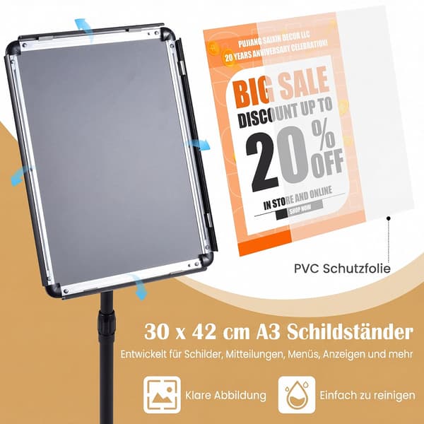 Informationsstander 2 stk 87–137 cm sort