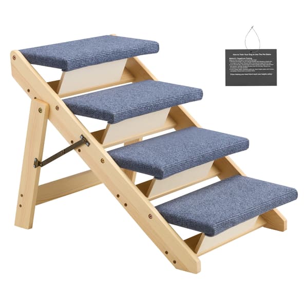 Kæledyrstrappe, 4-trins foldbart trædesign, 63x47x49 cm, opbevaring