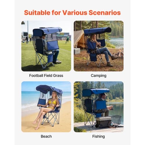 Campingstol 88x89x131 cm Blå Foldbar