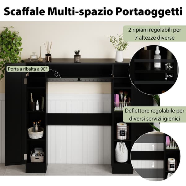 Badeværelsesskab, 89x18x99 cm, Sort, MDF , Star