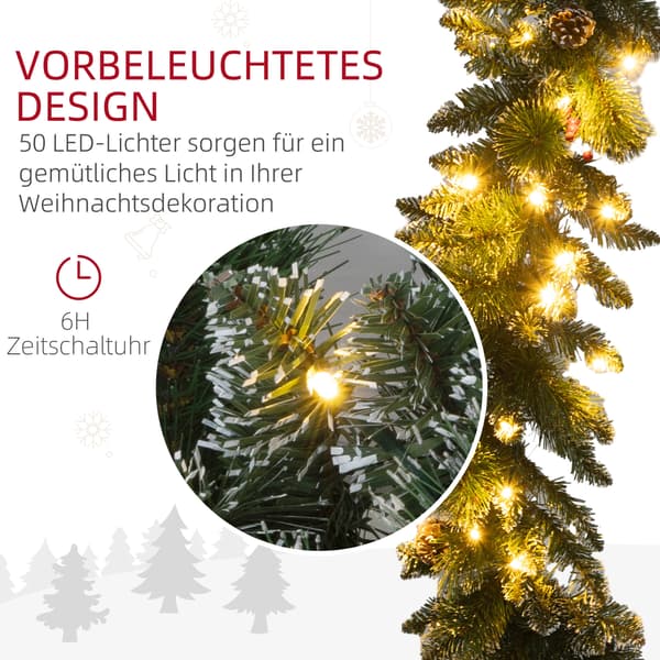 Juleguirlande med LED-lys 180x30x30 cm grøn