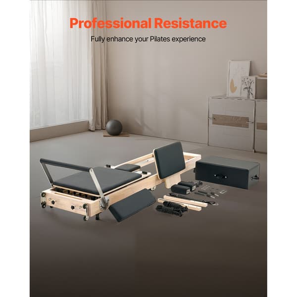 Pilates Reformer, 238x68x57 cm, Trä, Fällbar, Hemmagymutrustning