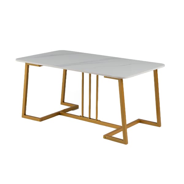 Sofabord 90x50x41,5 cm hvid/guld