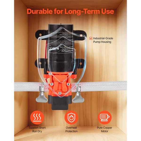 Vattenpump, 12V DC 4,5 L/min 80 PSI, Självsugande membran, Tyst drift