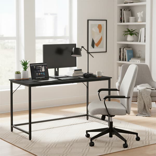 Skrivebord, 60x140x76 cm, Brun-Sort