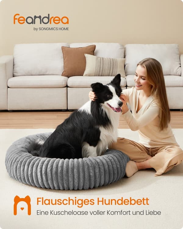 Hundeseng 100 cm Diameter vaskbar duegrå