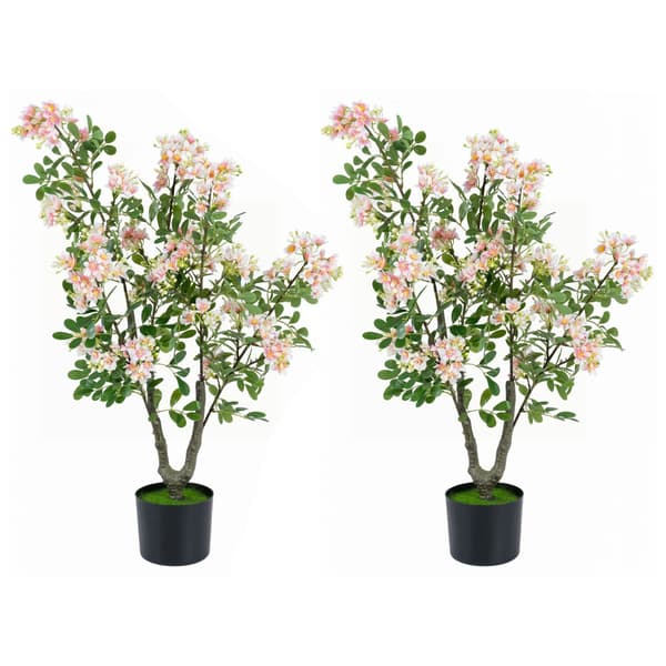 Kunstige Impatiens-træer 2 stk 91,4 cm pink
