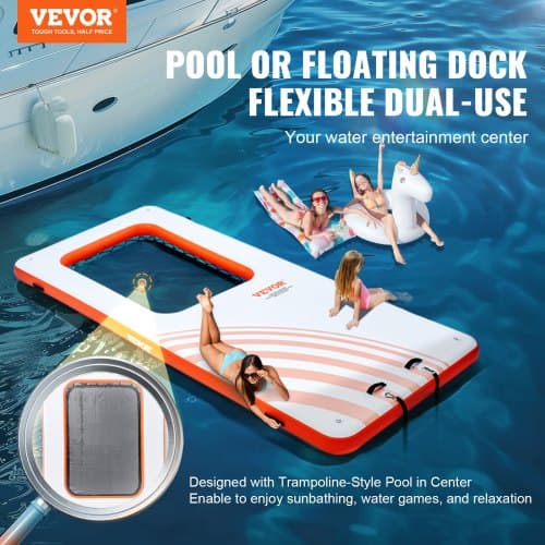 Oppustelig flydende dock, 457x198x20,3 cm, hvid, PVC