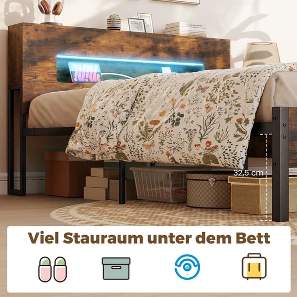 Sängram, 200x140 cm, Brun, Förvaring , Star