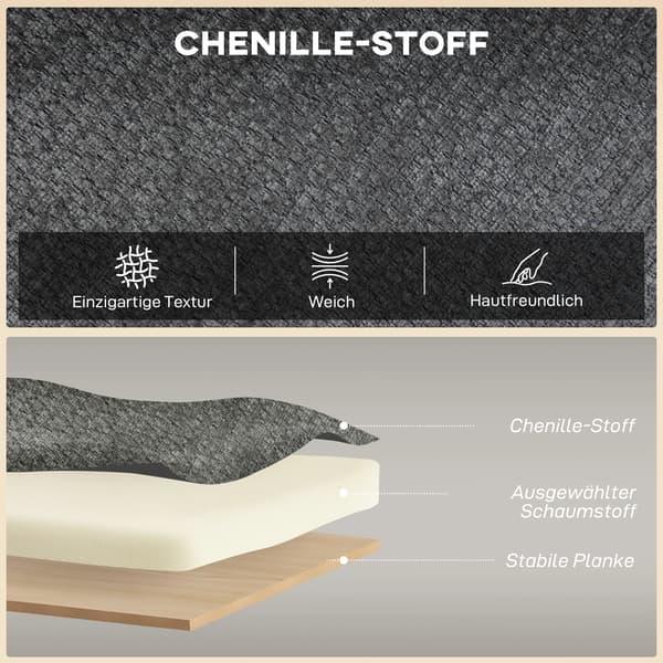 Soffa, 117x65x78,5 cm, Grå, Chenilleklädsel