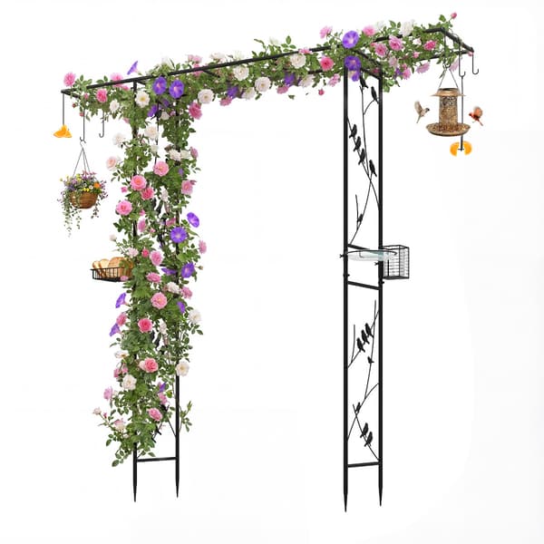 Havebue Espalier og Fuglefoderstation, 212x40x213 cm, Sort, Metal , Star