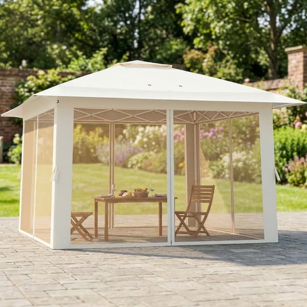 Pop-up pavillon 394x394x277 cm beige