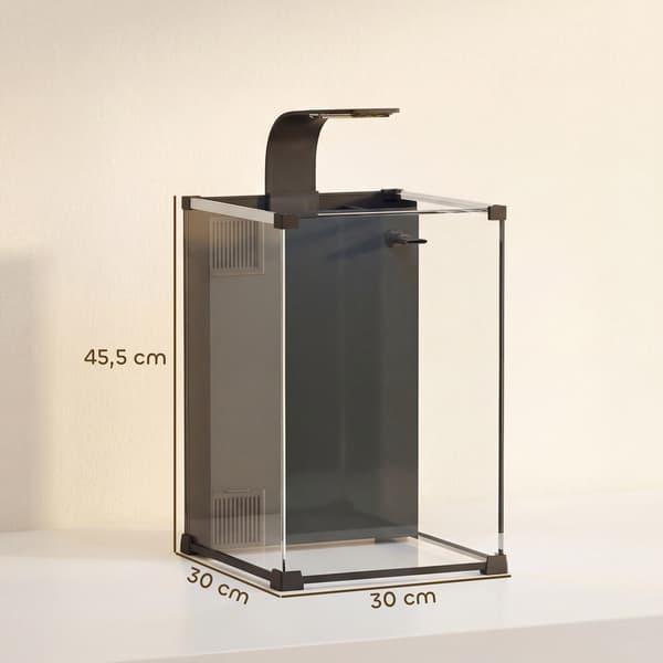 Akvarium Komplet Sæt 30x30x45,5 cm Sort Glas