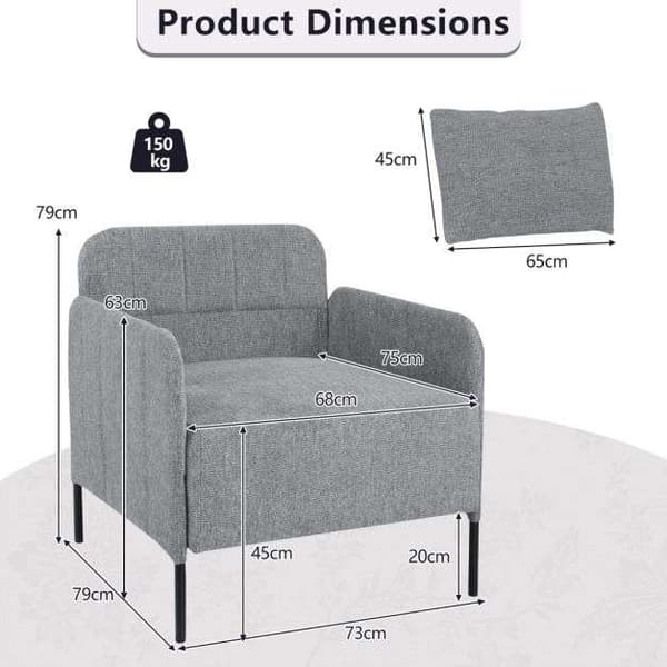 Enkelt sæde sofa, 73x79x79 cm, Grå , Star