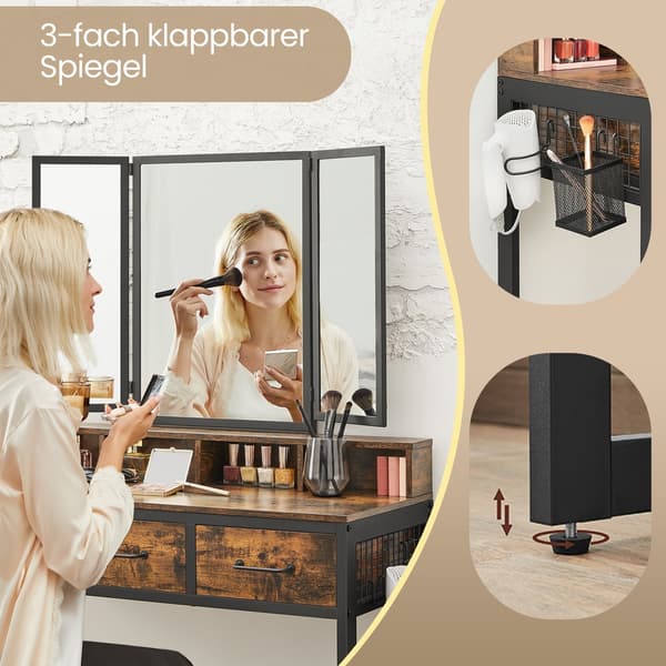 Toiletbord, 90x40x141 cm, Brun-Sort