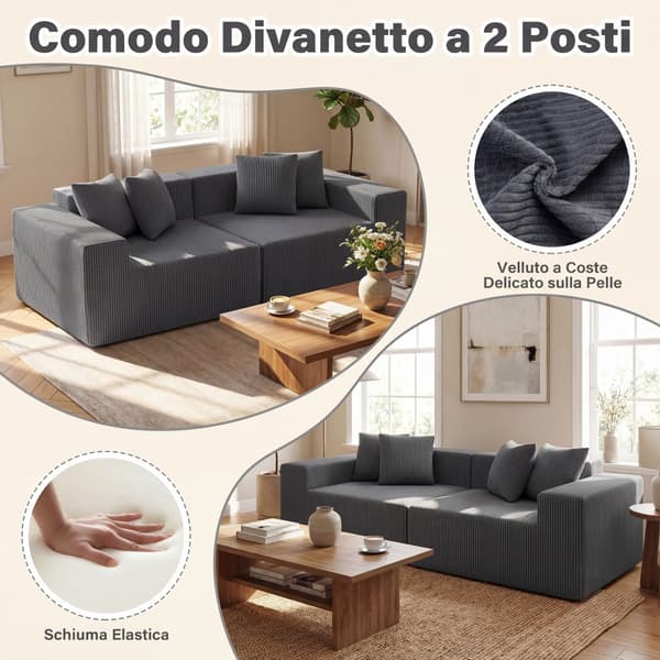 Sofa uden ramme med 4 ryghynder 204x89x64 cm grå