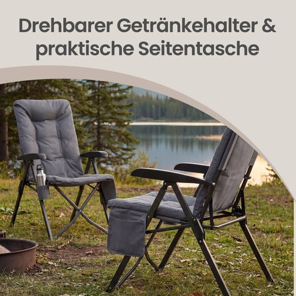 Campingstol 70x59,5x110 cm Grå Sammenleggbar