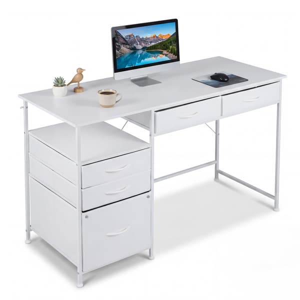 Computerbord med opbevaring 120x50x77 cm hvid