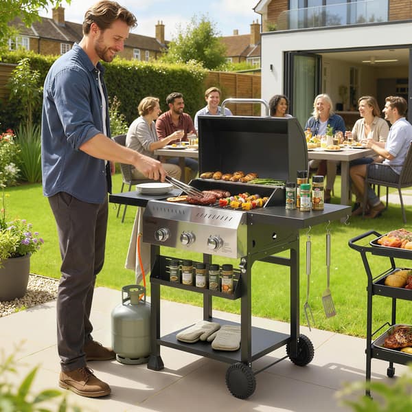 Gasgrill 123x57x102 cm Sort Rustfrit Stål