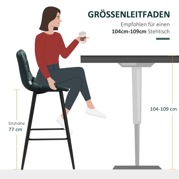 Barstolset, 42x47x105 cm, Grön, Stålram