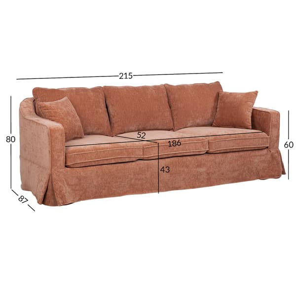 Soffa SIENNA 3-sits 215x87xH80cm, orange