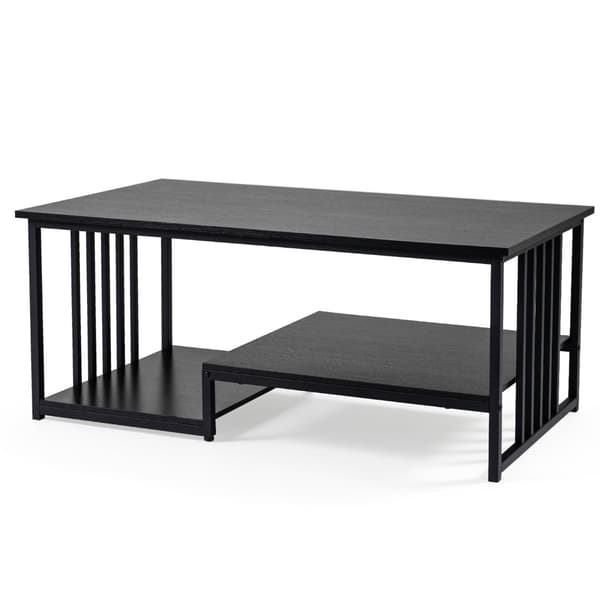 Sofabord med 2 hylder 110x60x45 cm sort