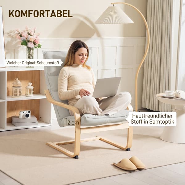 Loungefåtölj 67x83x105 cm krämvit