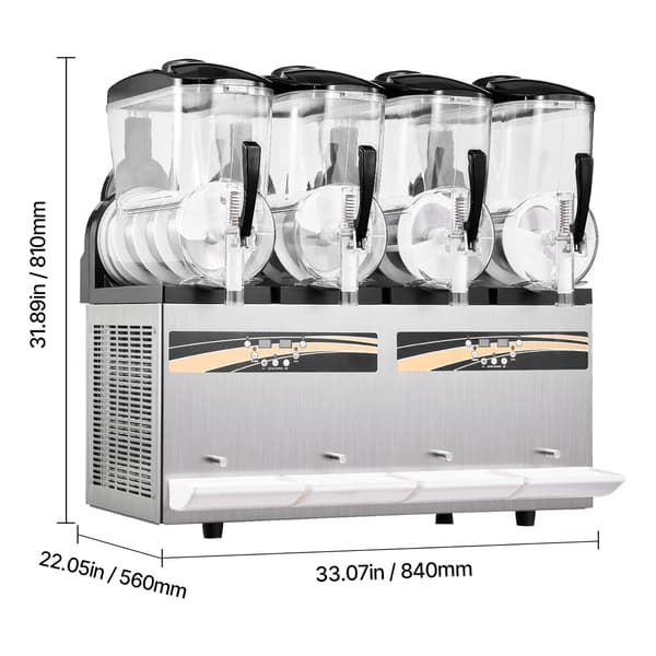Slushice-maskine, 12L x 4 beholder, 84x56x81 cm, rustfrit stål
