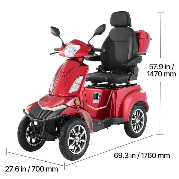 Mobilitetsscooter, 176x70x147 cm, Rød, Elektrisk terrænmodel