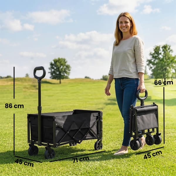 Sammenklappelig vogn 71x45x86 cm sort metal
