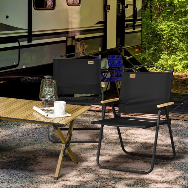 Campingstol, 2-delars set, 54x59x78 cm, svart
