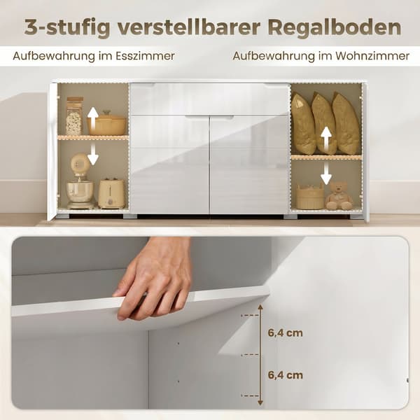 Sideboard 180x40x80 cm Vit MDF