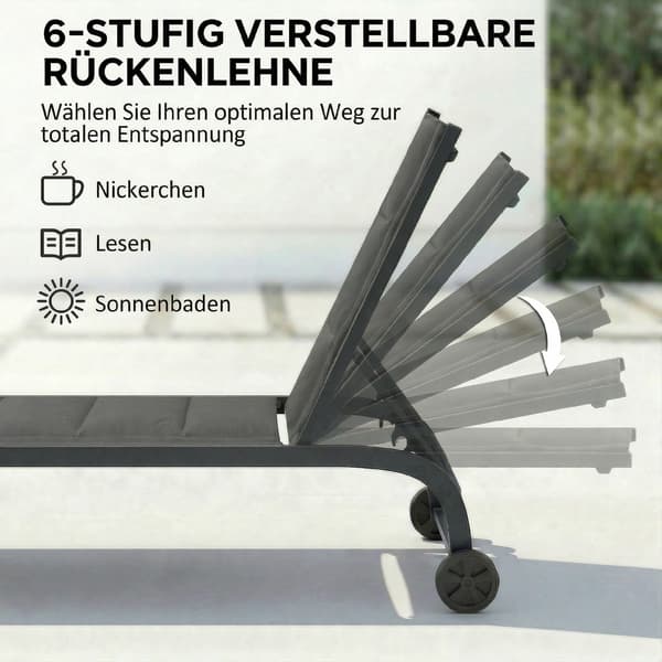 Solstol 62x165x94 cm Mørkegrå Aluminium