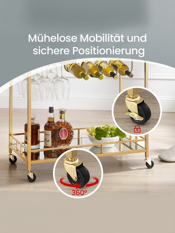 Serveringsvogn, 80x38x77,5 cm, Guld