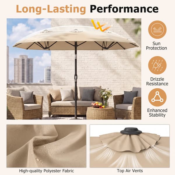 Terrasseparasol 305x161x219 cm Beige polyesterstof