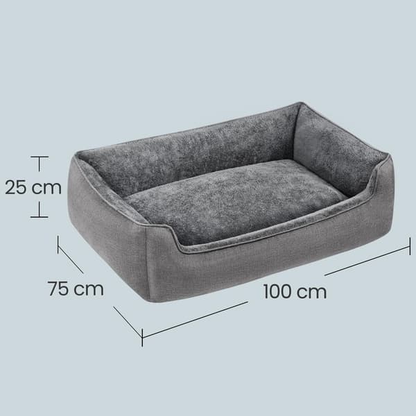 Hundeseng 100x75x25 cm Grått linstofflignende stoff
