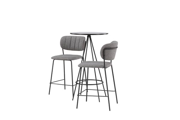 Barbord og barstol sæt 60 cm sort stof