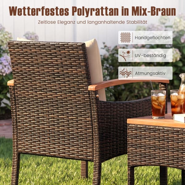 Rattan siddegruppe 3 dele brun