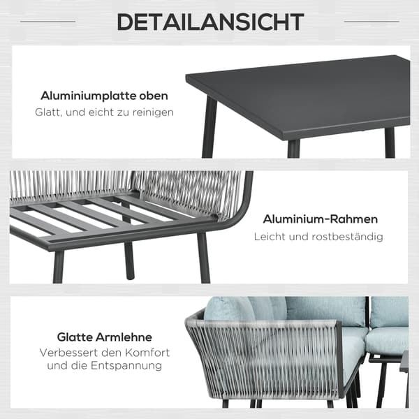 Rattan havemøbelsæt, 120x71x65 cm, sort