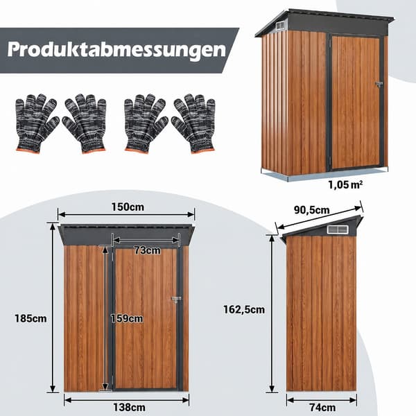 Haveskur 150x90,5x185 cm brun