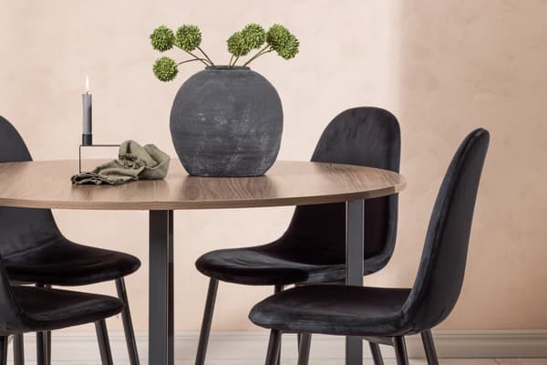 Spisebord og stol sæt Durango 120 cm sort valnød MDF fløjl