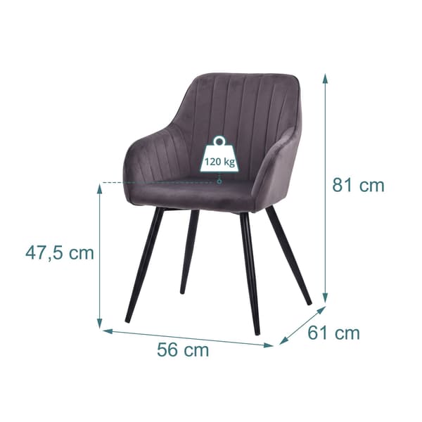 Sæt med 2 velourstole, grå, Kodustaar