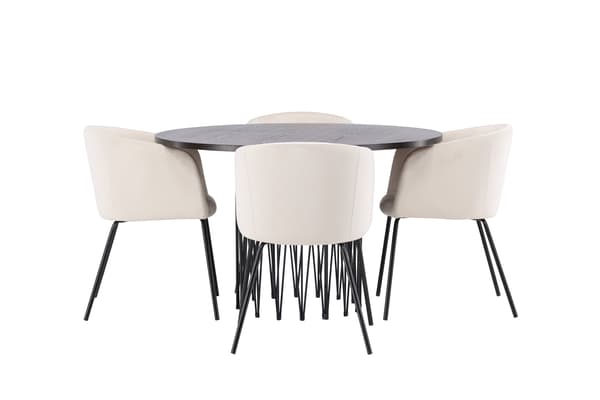 Spisebord og stol sæt Stone og Berit 120 cm Sort Beige