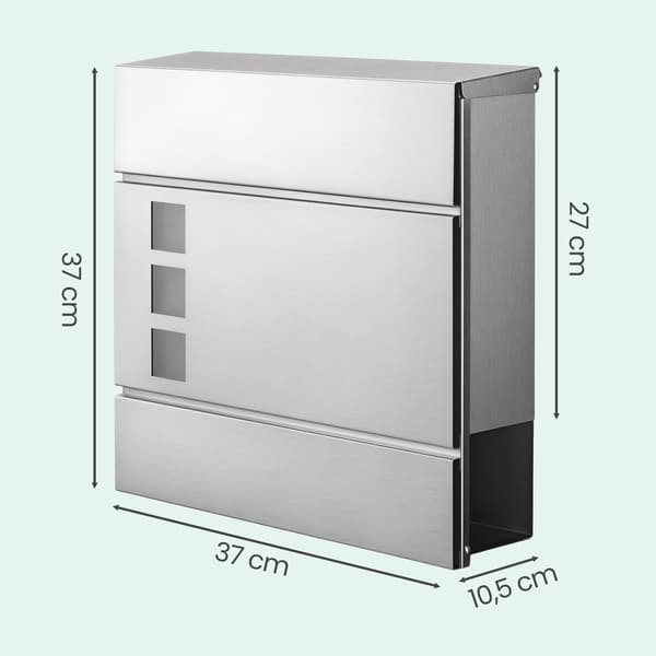 Postkasse 37x10,5x37 cm Sølv Rustfritt Stål