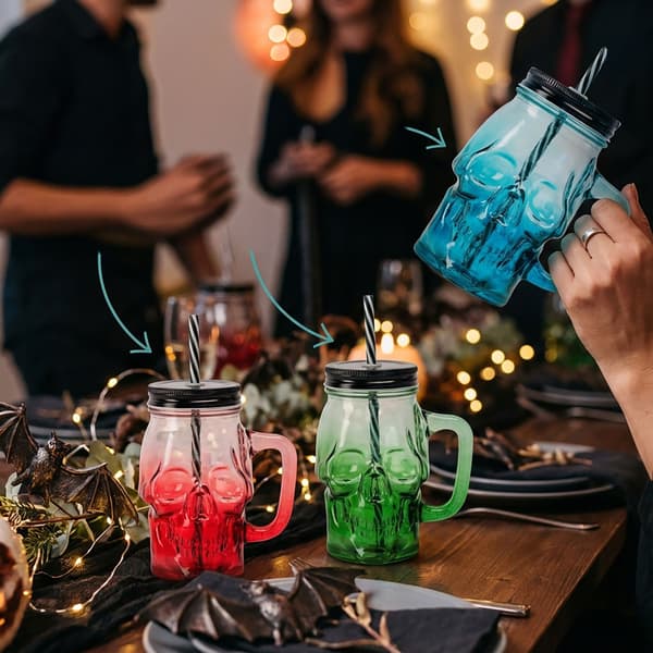 Glas-set, Set med 4 dödskalleglas med lock, Kodustaar