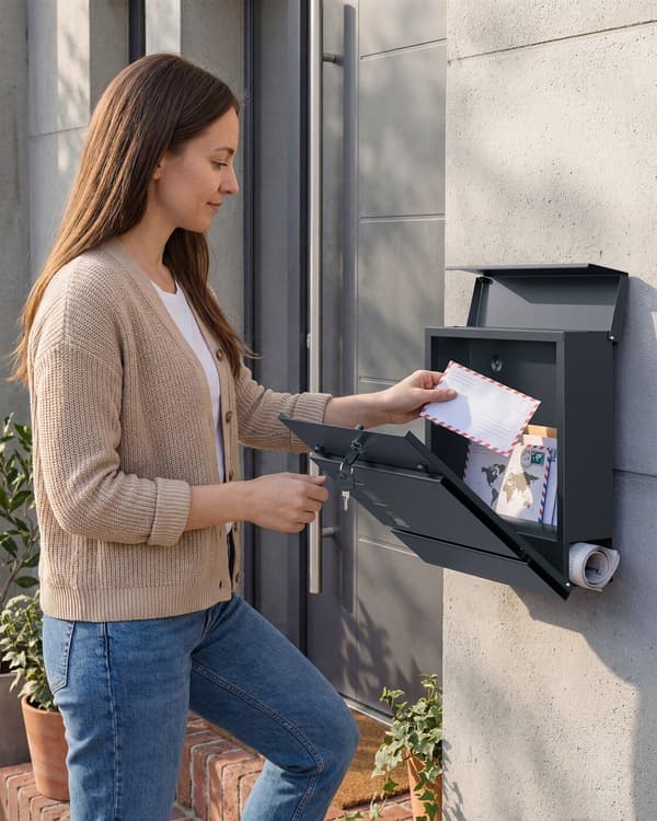 XL Postkasse, Postkasse med Avisrum, 9,5 x 29 x 31 cm
