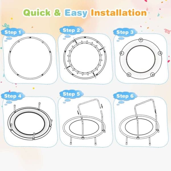 Mini trampolin, 92x92 cm, orange, LED-lys , Star